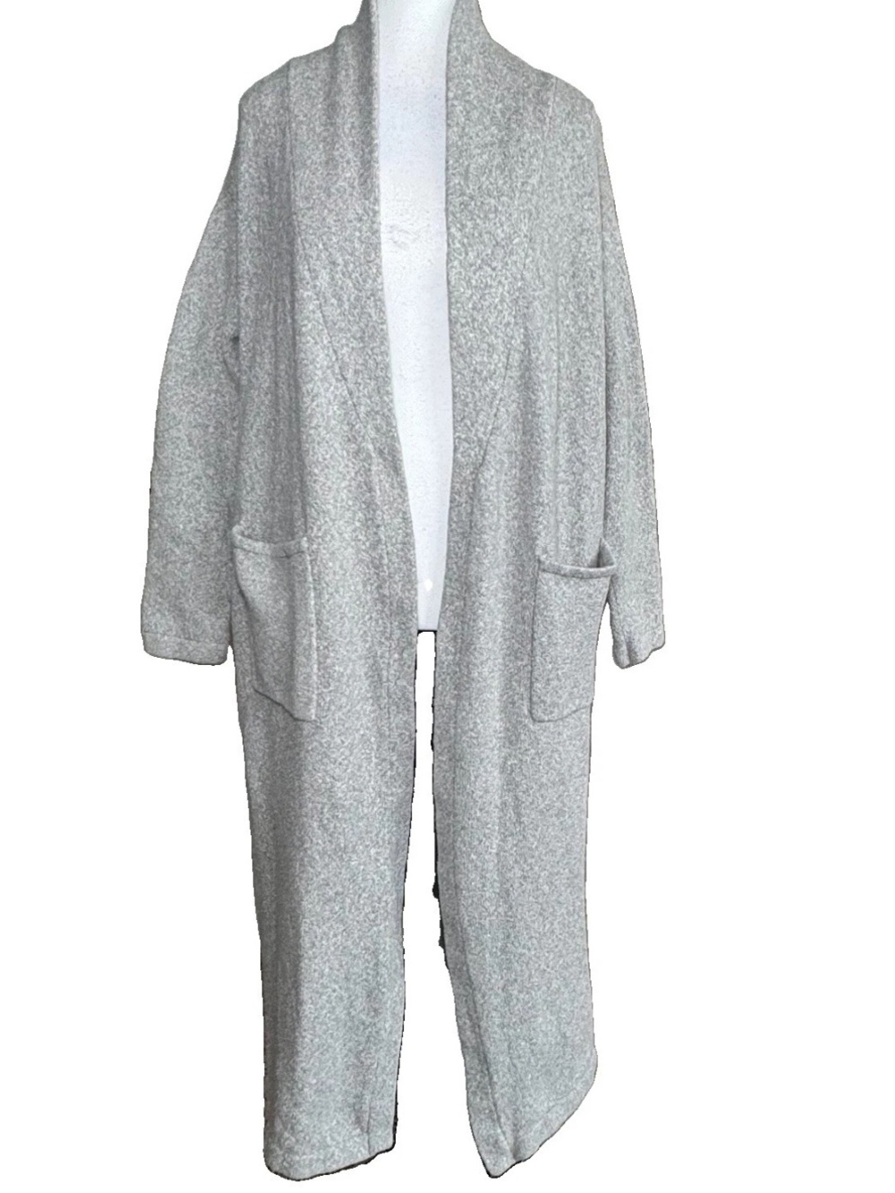 Marine Layer Sweater Long Line Duster Cardigan M Grey Open Front Wool Blend Fall